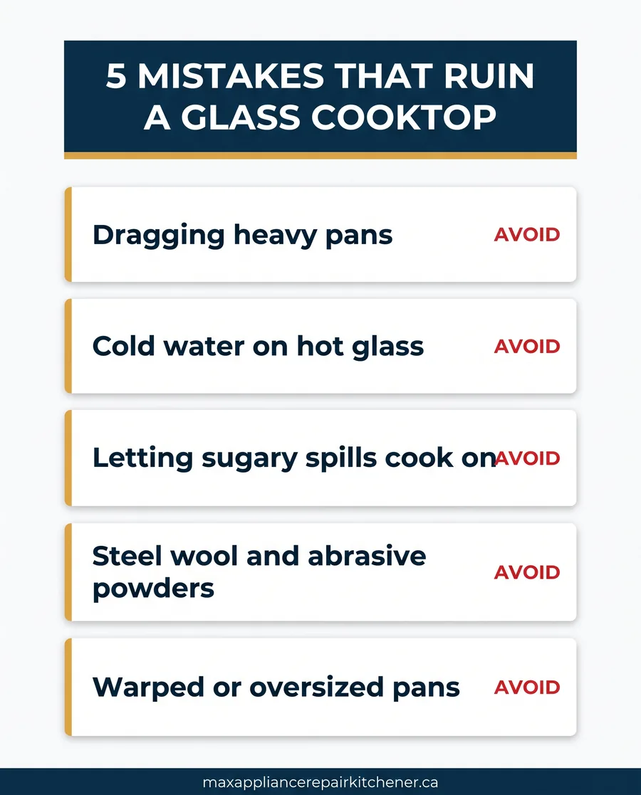 Demonstration of proper glass top stove cleaning tools